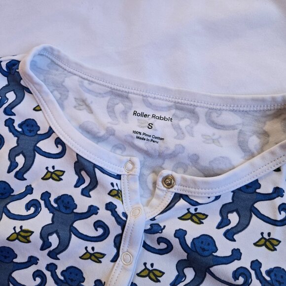 ROLLER RABBIT Blue Monkey PJ set - Picture 5 of 6